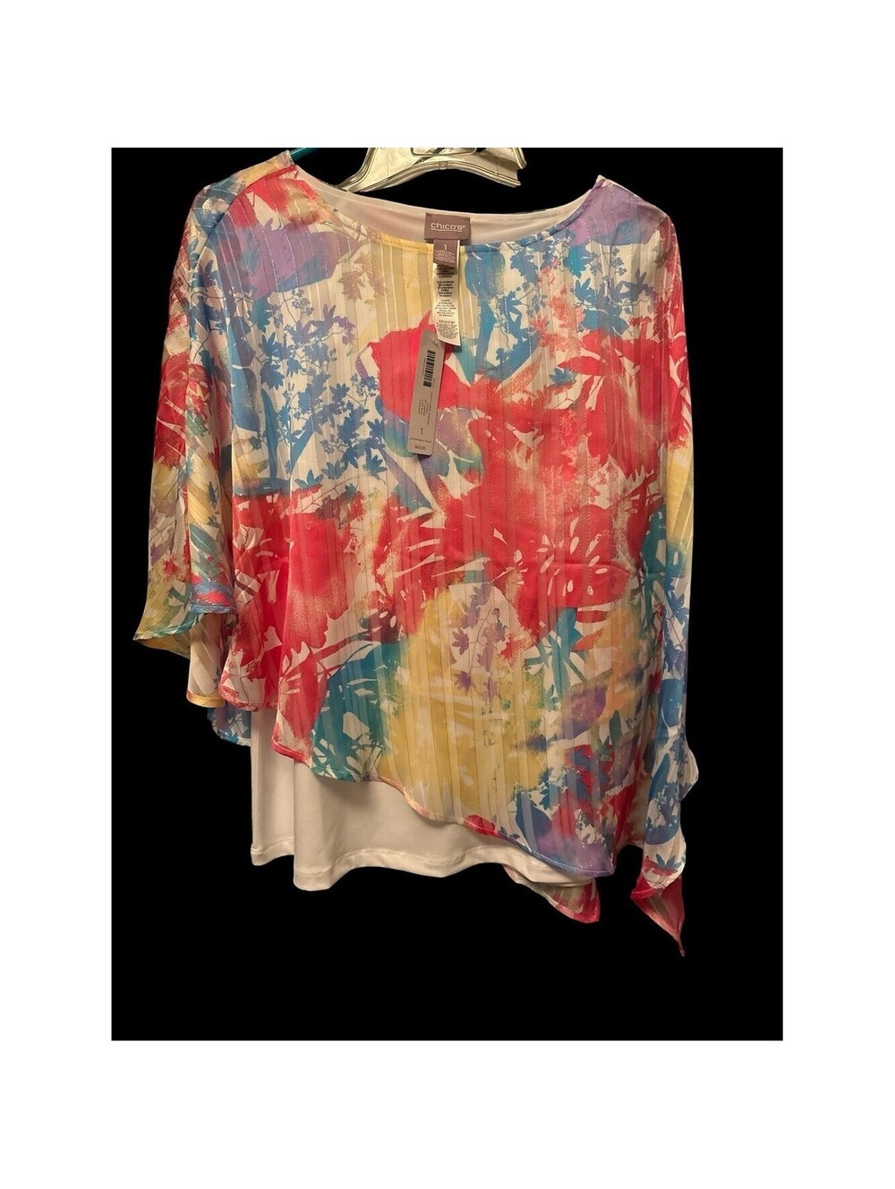 Chico's MULTI FLORAL SHADOWJAYDEN - CYAN BLUE